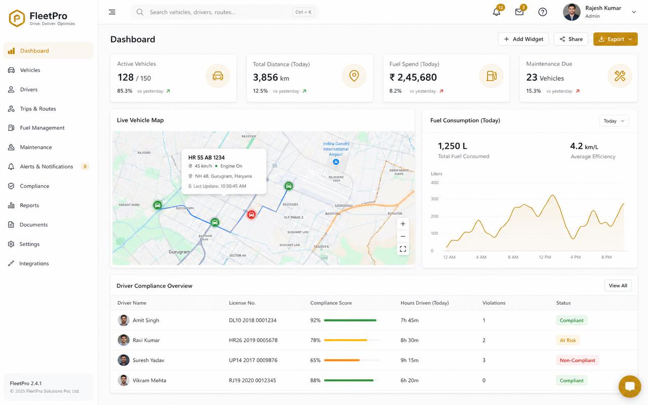 Fleet ERP interface preview