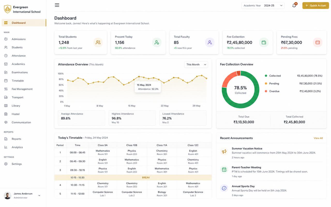 School Management System interface preview